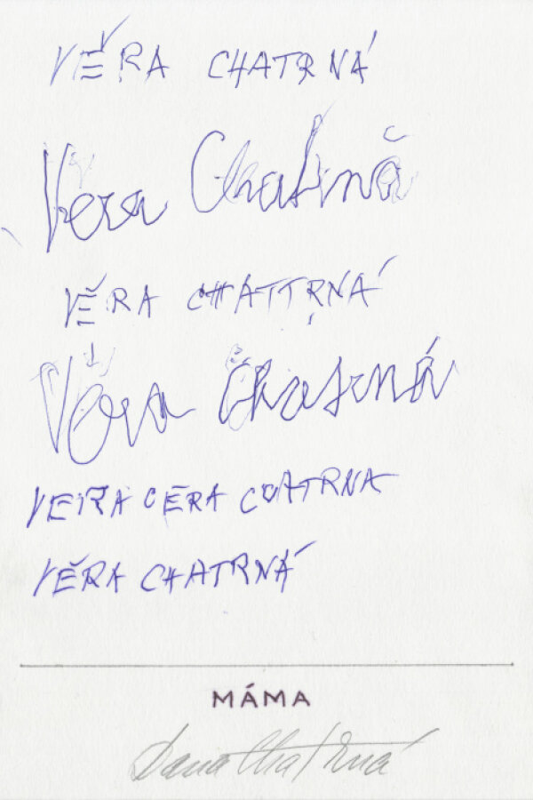 Dana Chatrná, Máma, 2017, kresba, 20.5 x 14.5 cm, součást projektu „Něco něčím / Daliborem Chatrným“ Filipa Cenka a Barbory Klímové